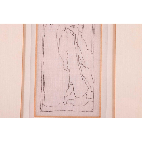 207 - Jessie M. King (1875-1949) Scottish, Design for Rapunzel, pen and ink, image 15 cm x 4 cm, framed 30... 