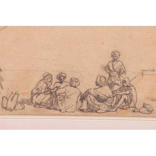 210 - Carl Haag (German, 1820 - 1915), Study of Arabs and Camels resting in the Desert, signed 'Carl' ? (m... 