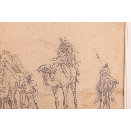 210 - Carl Haag (German, 1820 - 1915), Study of Arabs and Camels resting in the Desert, signed 'Carl' ? (m... 