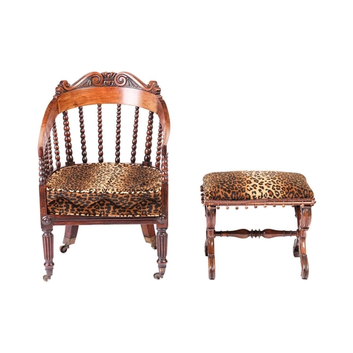 215 - A late regency, possibly colonial Indian rosewood hoop-backed armchair and 