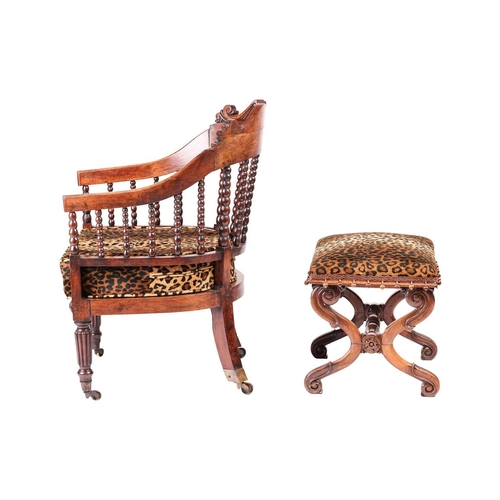 215 - A late regency, possibly colonial Indian rosewood hoop-backed armchair and 