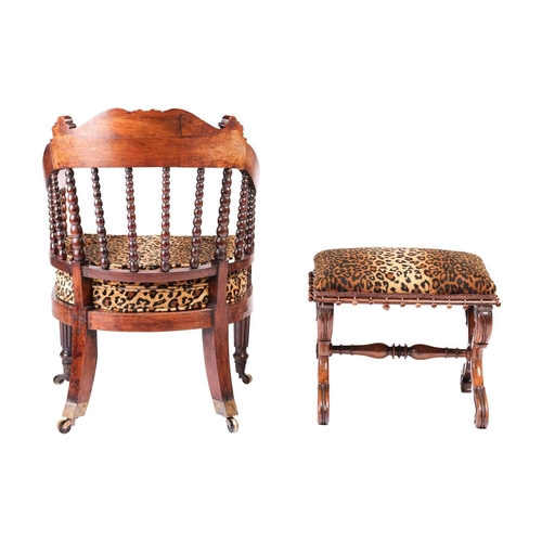 215 - A late regency, possibly colonial Indian rosewood hoop-backed armchair and 