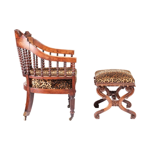 215 - A late regency, possibly colonial Indian rosewood hoop-backed armchair and 