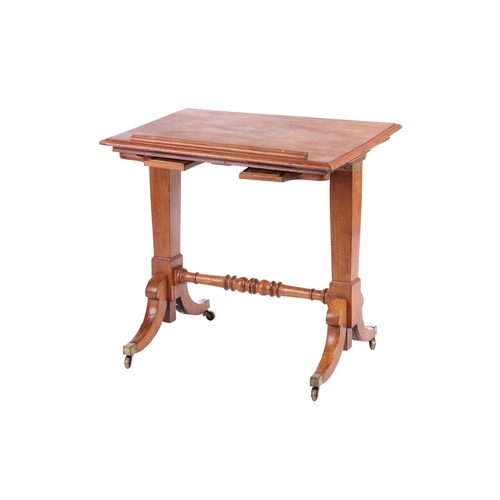 229 - A George IV mahogany Architect's Table, the rectangular adjustable slope top with moulded edge, book... 