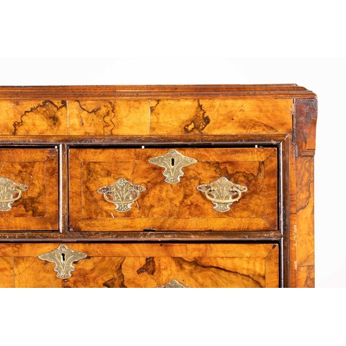 234 - A Queen Anne-style figured walnut chest on stand, early 20th century, of small proportions, with cro... 