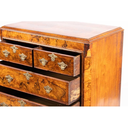 234 - A Queen Anne-style figured walnut chest on stand, early 20th century, of small proportions, with cro... 