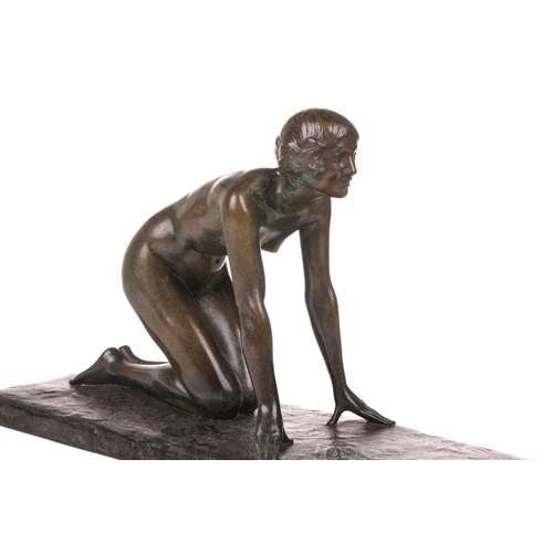 245 - † Victor Silvestre (1884-1974), 'Jeune Femme au Cabri', patinated bronze, circa 1930, signed, foundr... 