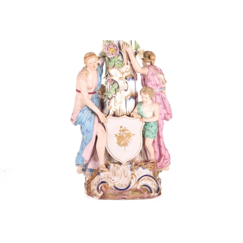 259 - A large and impressive Meissen figural porcelain table centre, 19th century, with an adolescent Cupi... 