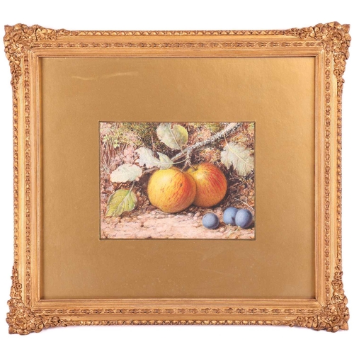 27 - William B. Hough (1819-1897), Two still lifes of apples and grapes on mossy banks, signed 'W. Hough'... 