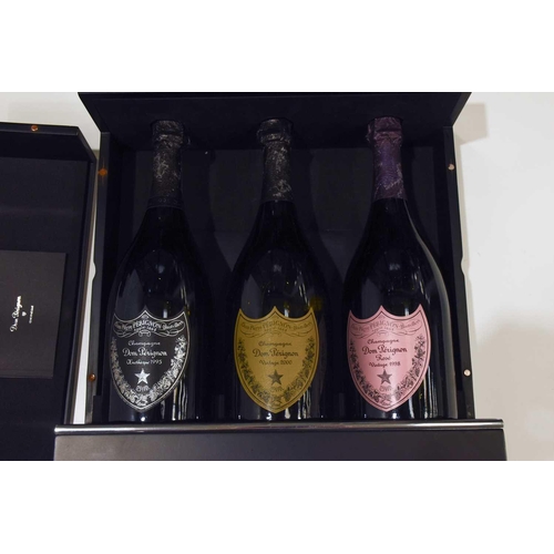 274 - Presentation Box of 3 Bottles Dom Perignon to include 1 x Oenotheque 1995, 1 x Vintage 2000, 1 x Ros... 