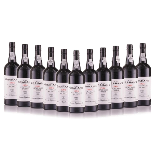 283 - Eleven Bottles of Graham's Vintage Port, 1994, OWC Cellar in Blackheath Into Neck