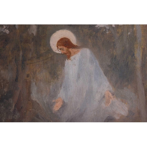 3 - Edmund Dulac (1882-1953), 'Christ in the Garden', dated (verso), oil on canvas, 29 cm x 35 cm, frame... 