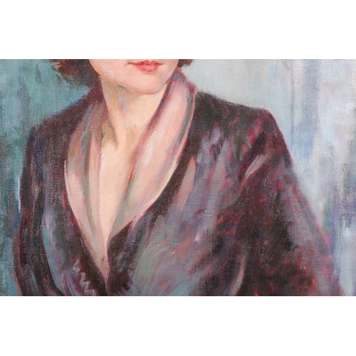 31 - Francis Wynne Thomas (1907-1989), Portrait of a lady, three-quarter length, oil on canvas, 75 cm x 6... 