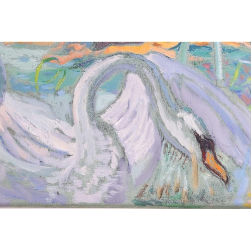 37 - † Phylis Bray (1911-1991) British, Scene of lounging Nymphs and Swans, signed 'P. B' (lower right co... 