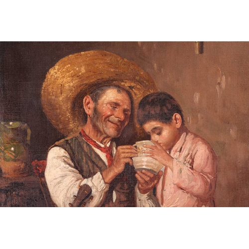 38 - † Julius Singer, (1891-1979) Austrian, Grandfather and Grandchild, oil on canvas, signed and dated 1... 