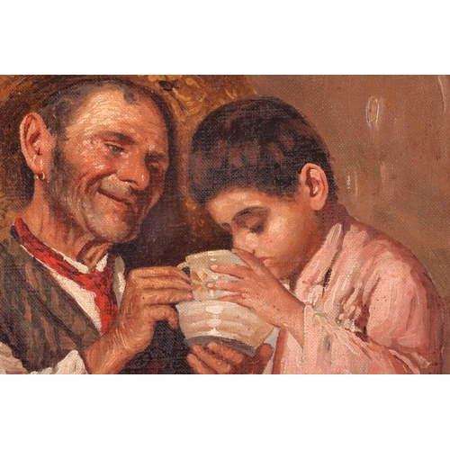 38 - † Julius Singer, (1891-1979) Austrian, Grandfather and Grandchild, oil on canvas, signed and dated 1... 