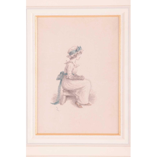 39 - Kate Greenaway (1846 - 1901), A young lady seated on a stool, initialled KG and dated 1900 (lower le... 