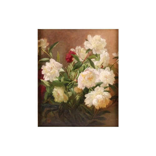 4 - Eugène Petit (1838-1886) French, Peonies, oil on canvas, stamped to lower left corner, 52.5 cm x 51 ... 