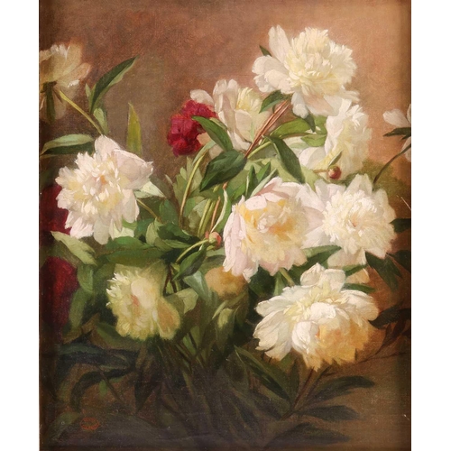 4 - Eugène Petit (1838-1886) French, Peonies, oil on canvas, stamped to lower left corner, 52.5 cm x 51 ... 