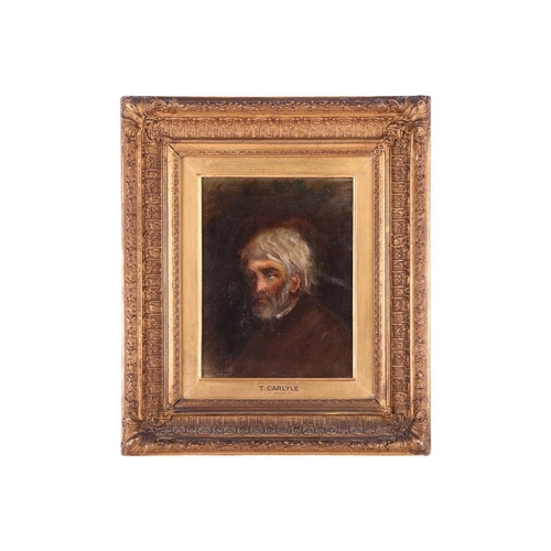 41 - Follower of James McNeill Whistler, bust-length portrait of Thomas Carlyle, the frame inscribed 'T. ... 