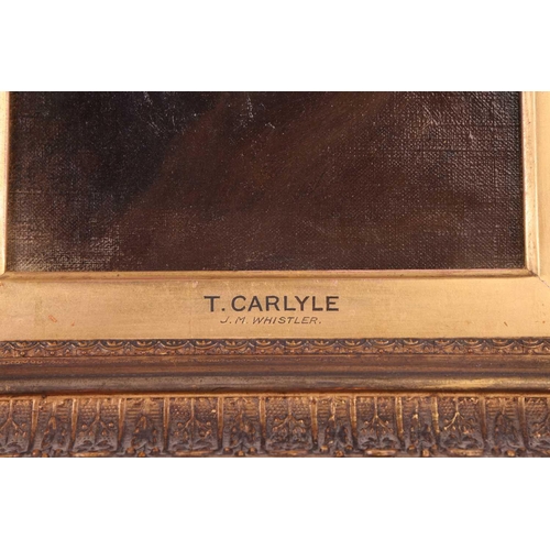 41 - Follower of James McNeill Whistler, bust-length portrait of Thomas Carlyle, the frame inscribed 'T. ... 