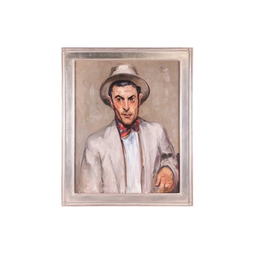 43 - Elizabeth Grandin (1889-1970) American, Man with red tie, dated 1912, oil on canvas, image 75 cm x 5... 