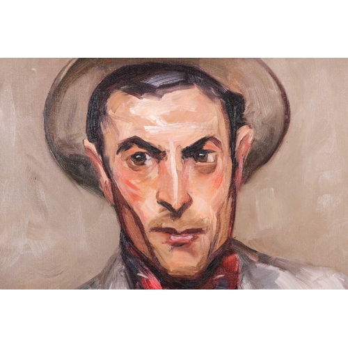 43 - Elizabeth Grandin (1889-1970) American, Man with red tie, dated 1912, oil on canvas, image 75 cm x 5... 