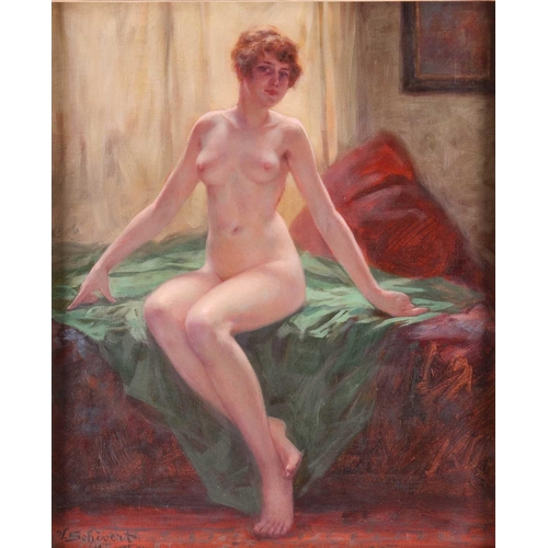 54 - Victor Schivert (1863-1929) Romanian, full-length portrait of a nude, oil on canvas, signed to lower... 
