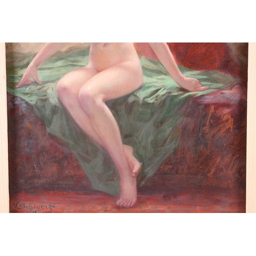 54 - Victor Schivert (1863-1929) Romanian, full-length portrait of a nude, oil on canvas, signed to lower... 