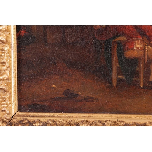 63 - Dutch School (19th century), A tavern interior, unsigned, oil on panel, 20 x 23.5 cm, framed 40 x 43... 