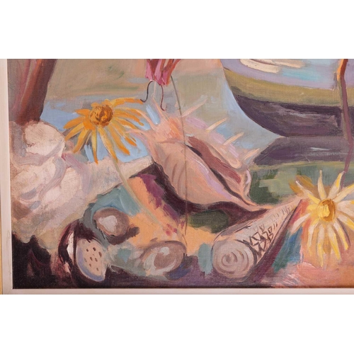 75 - † Phylis Bray (1911-1991) British, Sailboat scene, oil on canvas, image 70 cm x 90 cm, framed 92 cm ... 