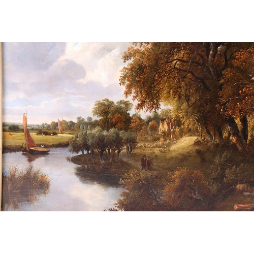 76 - Attributed to James Stark RA (1794-1859) British, a large pastoral landcape with figures and cattle ... 