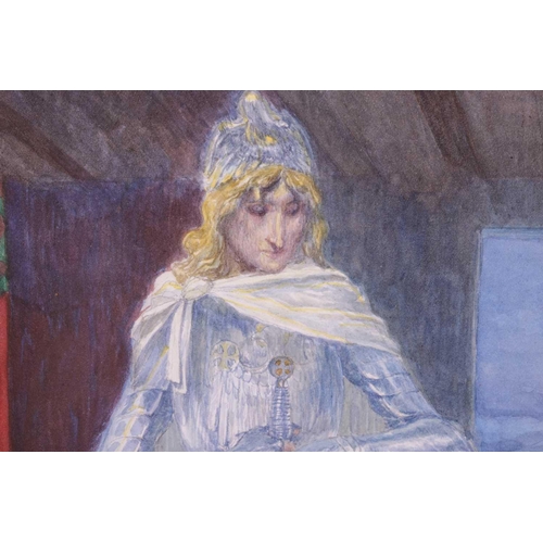 85 - Heinrich Lefler (1863-1919) Austrian, Elsa's Dream, watercolour, image 28 cm x 21 cm, framed 47 cm x... 
