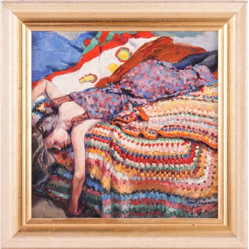 90 - † Robert Oscar Lenkiewicz (1941 – 2002), Woman on a bed, signed 'Lenkiewicz' (lower right), oil on c... 
