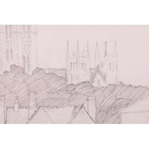 134 - Charles Rennie Mackintosh (1868-1928) Scottish, Architectural Sketch: Canterbury Cathedral from Slat... 