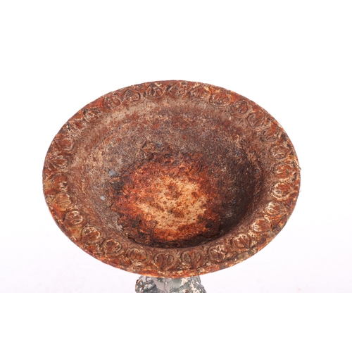 233A - A Coalbrookdale-style cast iron pedestal bird bath with established weathered surface, the circular ... 