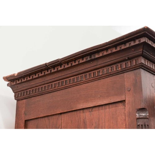 117 - A Welsh (Camarthen) oak coffer/cupboard, late 18th century, with a pair of distinctive lancet panel ... 