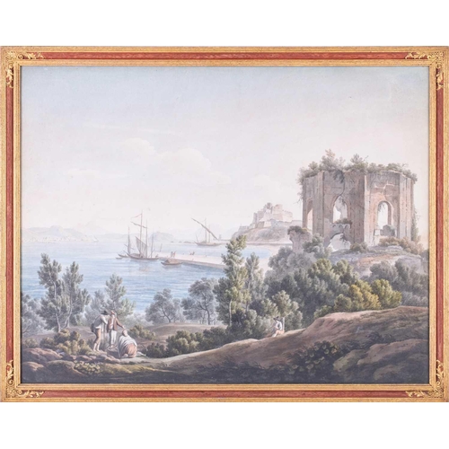 12 - Neapolitan School (19th century), Vesuvius from the Bay of Naples, Lago D'Agnano and the Temple of V... 