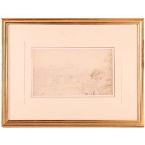 14 - Manner of J.M.W. Turner, View of Old North Bridge and Calton Hill, Edinburgh, unsigned, pencil and w... 