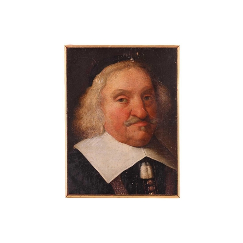 33 - Dutch School (17th-century), Portrait of a gentleman with white collar, oil on oak panel (cut from a... 