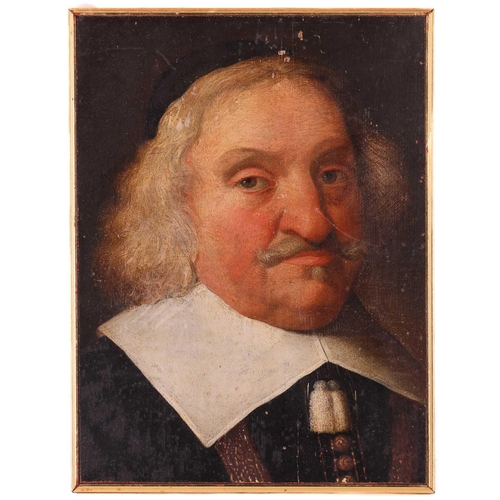 33 - Dutch School (17th-century), Portrait of a gentleman with white collar, oil on oak panel (cut from a... 