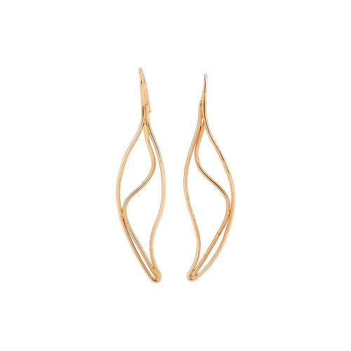 114 - A pair of earrings and a diamond-set pendant on chain; the 18ct yellow gold foliate design earrings ... 