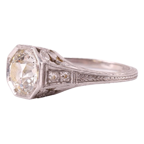 34 - A diamond solitaire ring, featuring an old-cut diamond with an estimated weight of 1.72ct, in an oct... 