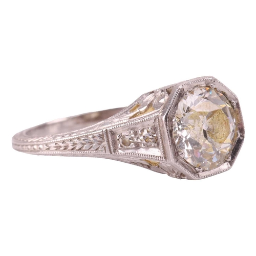 34 - A diamond solitaire ring, featuring an old-cut diamond with an estimated weight of 1.72ct, in an oct... 