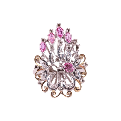 60 - A pink sapphire and diamond parure comprising a necklace, a bracelet, a ring and a pair of pendant e... 