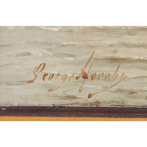 15 - George Hornby (19th/20th century), seascape with boats, oil on canvas, signed to lower left corner, ... 