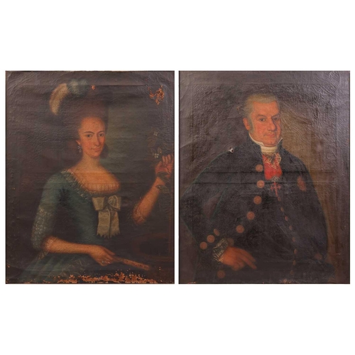 4 - Iberian School (18th century), a pair of portraits, depicting a gentleman of military or clerical be... 