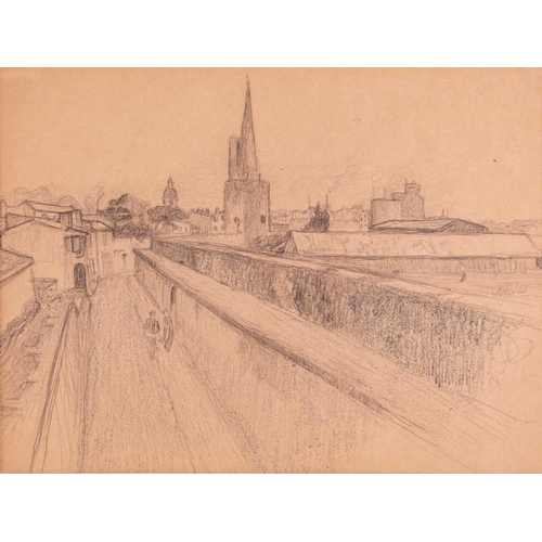 49 - Jean Marchand (1883–1941), Rue de Village 1903, pencil on brown paper, image 23 x 30cm, framed and g... 