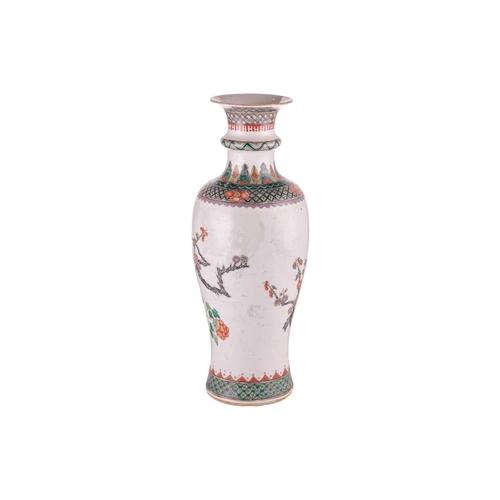 88 - A large Chinese Famille Verte baluster vase, Qing Dynasty, late19th century, painted with a pair of ... 