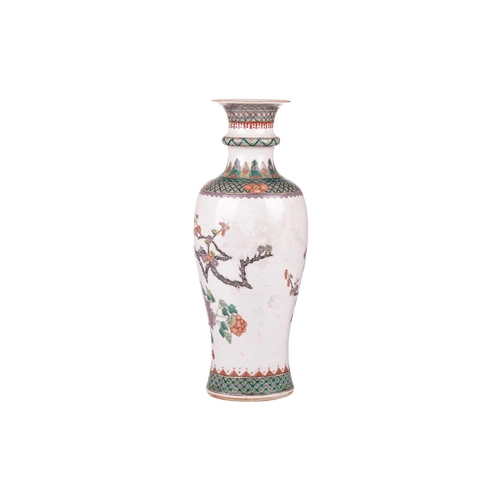 88 - A large Chinese Famille Verte baluster vase, Qing Dynasty, late19th century, painted with a pair of ... 